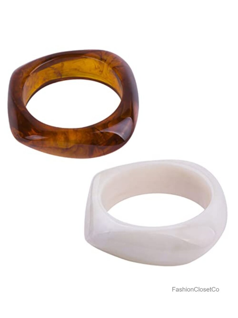 Chunky Acrylic Geometric Cuff Bangle Bracelet Set for Women 2Pcs Resin Acetate